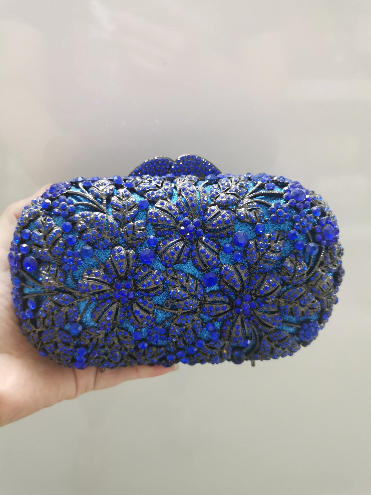 Blue Green Black Silver Red Women's Diamond Bride Clutches Purses Ladies Crystal Rhinestone Female Evening Dinner Party Handbags