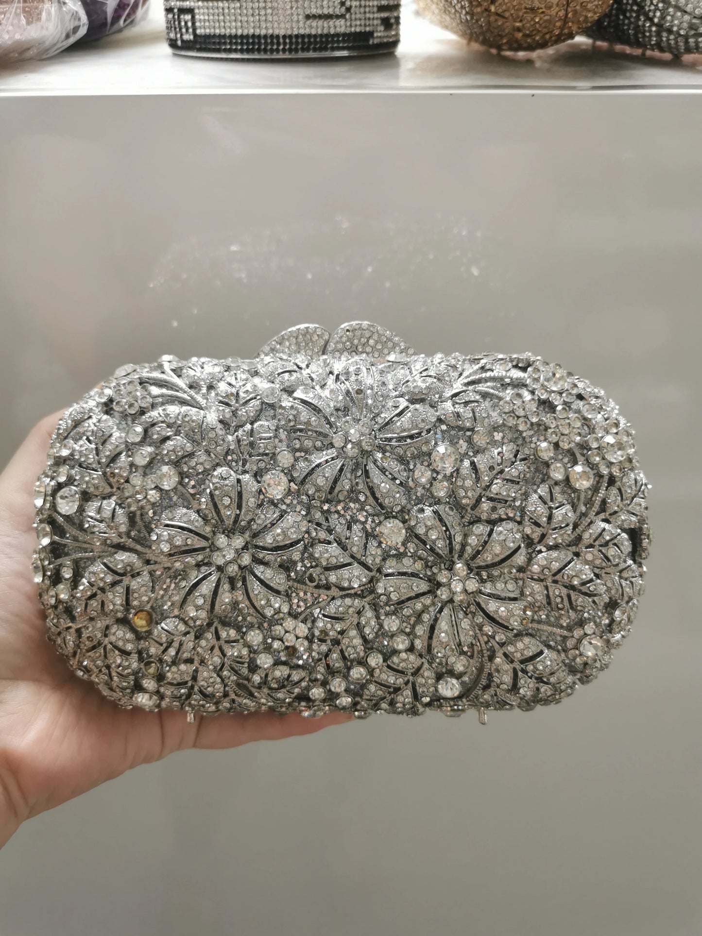 Blue Green Black Silver Red Women's Diamond Bride Clutches Purses Ladies Crystal Rhinestone Female Evening Dinner Party Handbags
