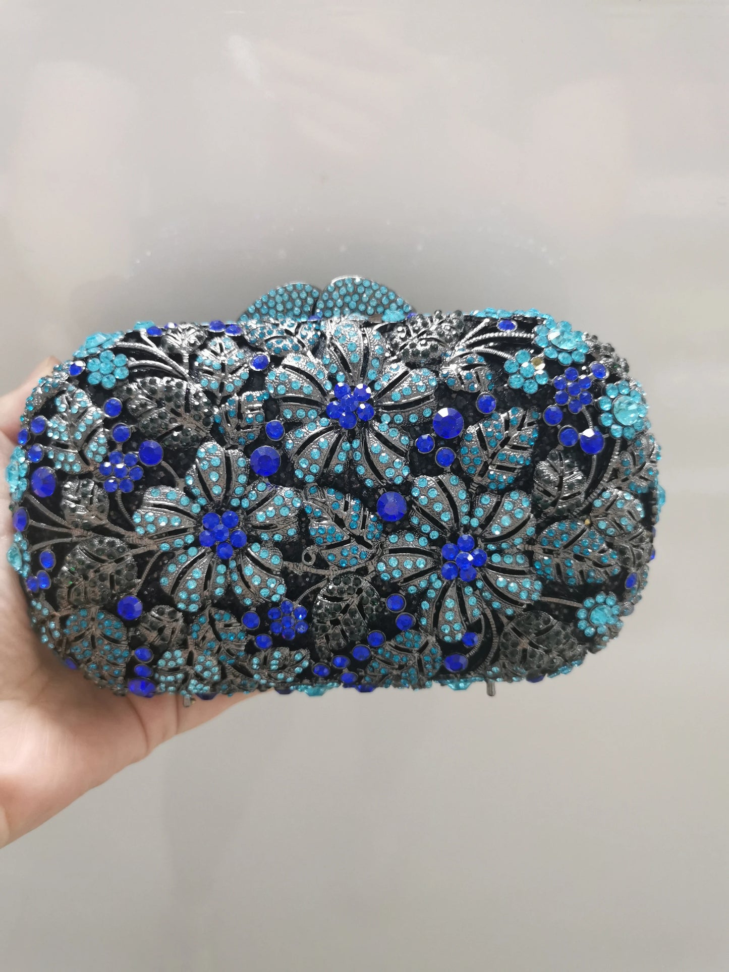 Blue Green Black Silver Red Women's Diamond Bride Clutches Purses Ladies Crystal Rhinestone Female Evening Dinner Party Handbags