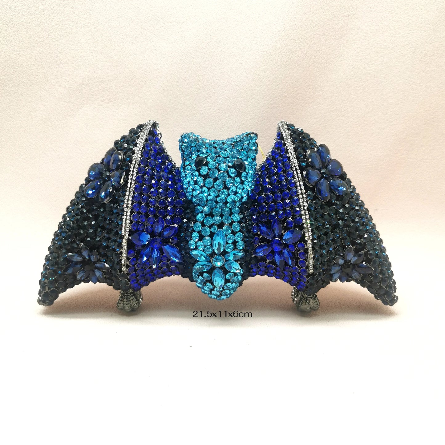 Blue Mini Bat Animal Shape Diamond Lady Handbag Woman Cocktail Prom Birthday Gift Purse Bridal Dinner Crystal Wedding Party Bag
