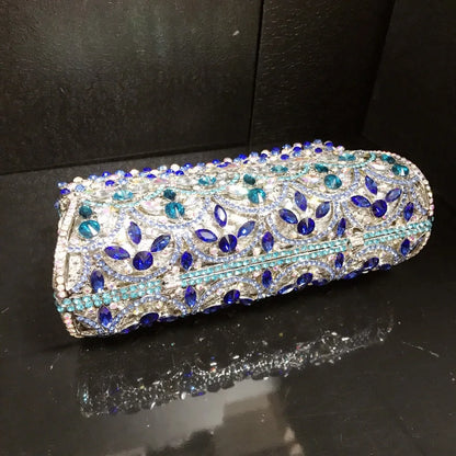 Blue New Womans Bags Brand Designers Female Prom Purse Bridal Shoulder Wallet Party Beads Clutch Bags Handmade Wedding  HandBags