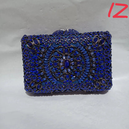 Blue Silver Pink Diamond Vintage Women Evening Bags Wedding Bridal Party Clutch Purse Dinner Rhinestone Elegant Banquet Handbags