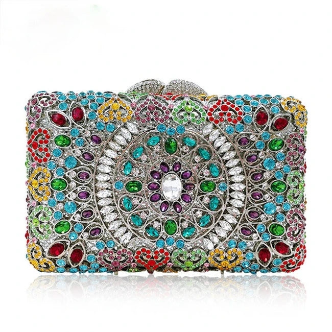 Blue Silver Pink Diamond Vintage Women Evening Bags Wedding Bridal Party Clutch Purse Dinner Rhinestone Elegant Banquet Handbags