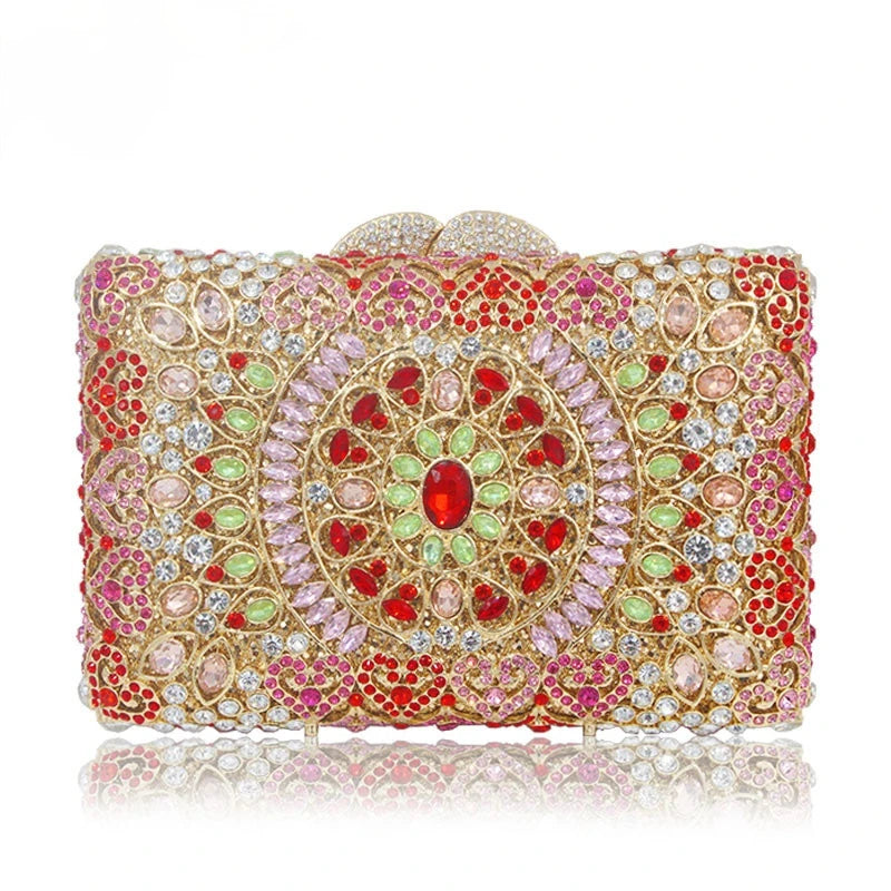 Blue Silver Pink Diamond Vintage Women Evening Bags Wedding Bridal Party Clutch Purse Dinner Rhinestone Elegant Banquet Handbags