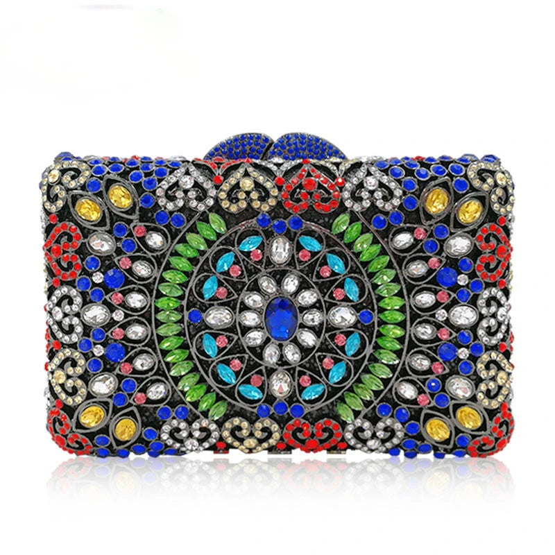 Blue Silver Pink Diamond Vintage Women Evening Bags Wedding Bridal Party Clutch Purse Dinner Rhinestone Elegant Banquet Handbags