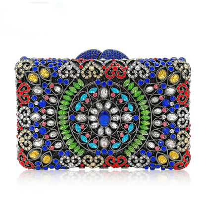 Blue Silver Pink Diamond Vintage Women Evening Bags Wedding Bridal Party Clutch Purse Dinner Rhinestone Elegant Banquet Handbags