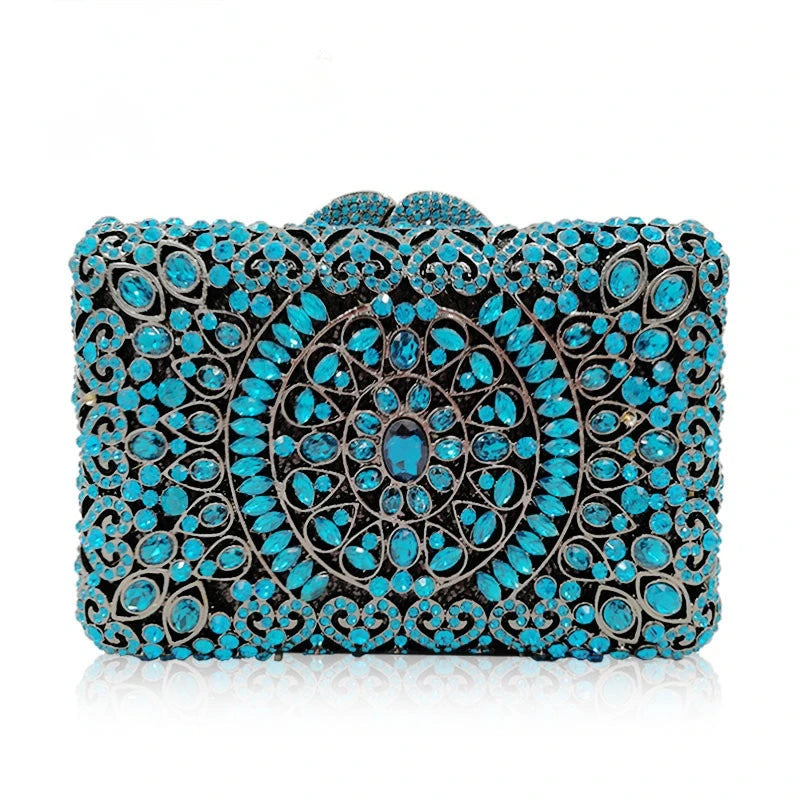 Blue Silver Pink Diamond Vintage Women Evening Bags Wedding Bridal Party Clutch Purse Dinner Rhinestone Elegant Banquet Handbags