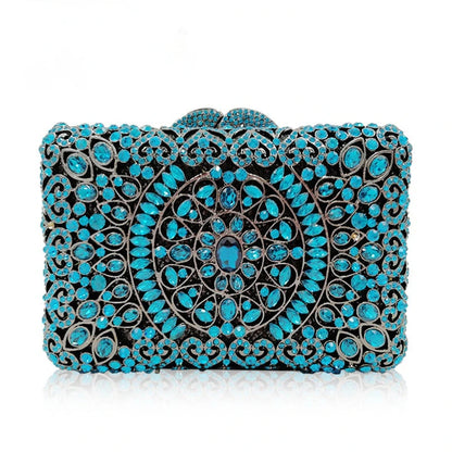 Blue Silver Pink Diamond Vintage Women Evening Bags Wedding Bridal Party Clutch Purse Dinner Rhinestone Elegant Banquet Handbags