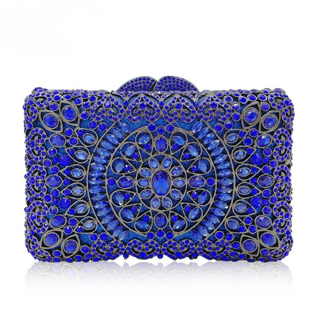 Blue Silver Pink Diamond Vintage Women Evening Bags Wedding Bridal Party Clutch Purse Dinner Rhinestone Elegant Banquet Handbags