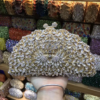 Blue White Peacock Animal Cocktail Prom Diamond Handbag Woman Crystal Birthday Party Dinner Purse Wedding Bridal Evening Bag