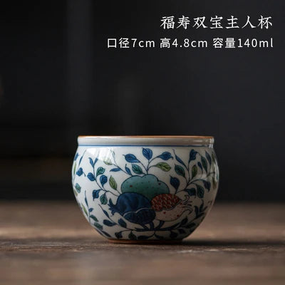 Blue and White Kungfu Tea Set, Master Cup, Handmade Retro Tea Cup, Women's Personal Cup, Smelling Cup, Zen Tea Cup, 2Pcs Pack