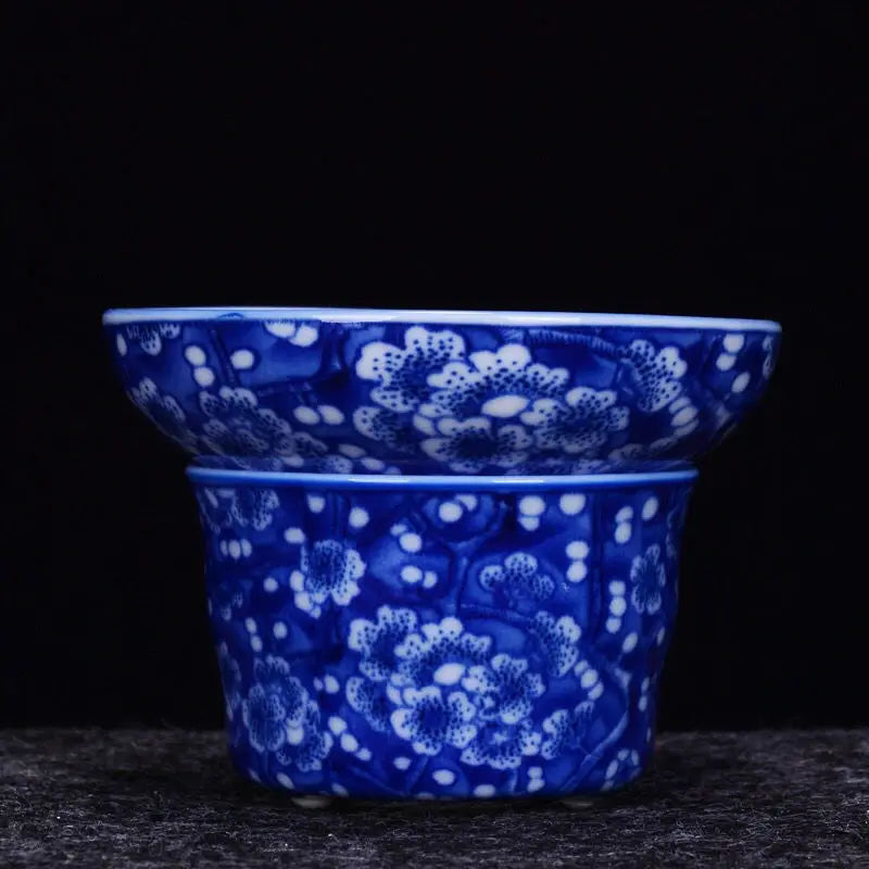 Blue and White Porcelain Gaiwan Ice Plum Tea Tureen Kung Fu Tea Maker Tea Set Teacup Ceramic Enamel Color Tea Bowl Tea Dispenser