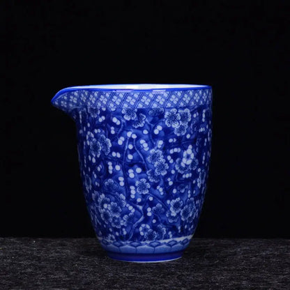Blue and White Porcelain Gaiwan Ice Plum Tea Tureen Kung Fu Tea Maker Tea Set Teacup Ceramic Enamel Color Tea Bowl Tea Dispenser