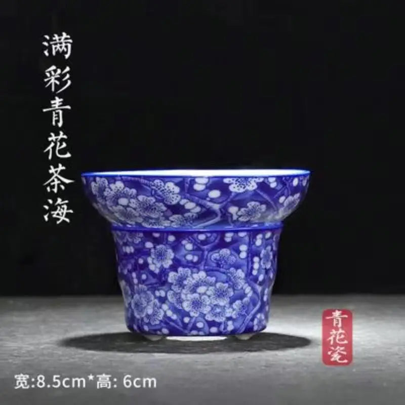 Blue and White Porcelain Gaiwan Ice Plum Tea Tureen Kung Fu Tea Maker Tea Set Teacup Ceramic Enamel Color Tea Bowl Tea Dispenser