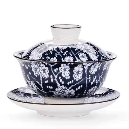 Blue and White Porcelain Tea Cup Jingdezhen Ceramics Chinese Tea Set Gaiwan Elegant Retro Teaware Teacups Chawan with Lid Tureen