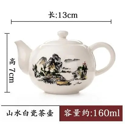 Blue and White Porcelain Teapot, Household Handhold Teapot, Filter Handmade, Exquisite Hollow Tea Set, Kungfu Ceramics