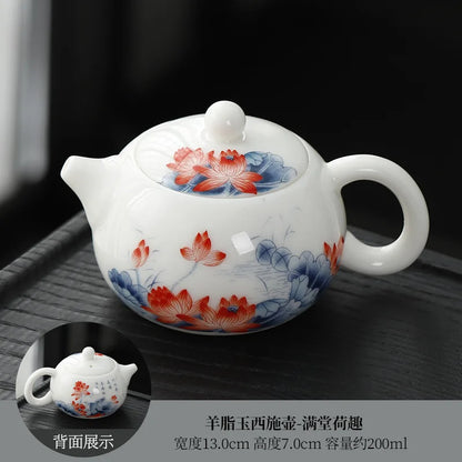 Blue and White Xishi Teapot Chinese Ceramic Kung Fu Teaware Tea Kettle for Home Use Tea Set Handpainted High End Tea Pots