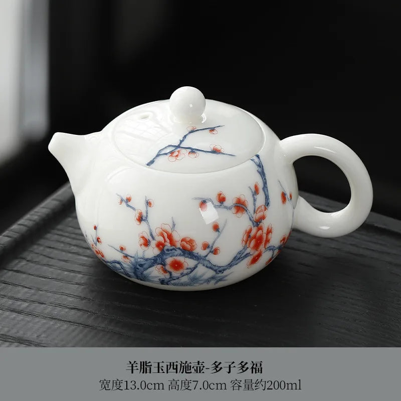 Blue and White Xishi Teapot Chinese Ceramic Kung Fu Teaware Tea Kettle for Home Use Tea Set Handpainted High End Tea Pots