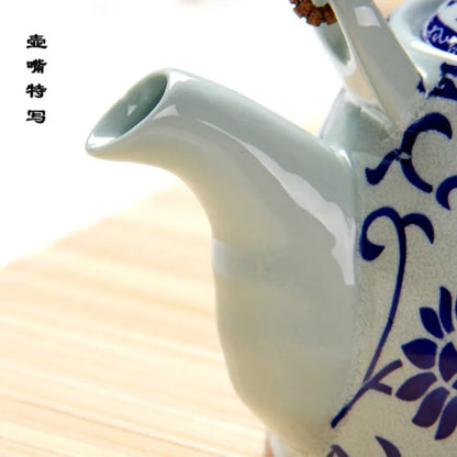 Blue and white porcelain ceramic teapot tea pot large capacity 1000ml retro teapot tea set chinese teaset with filter
