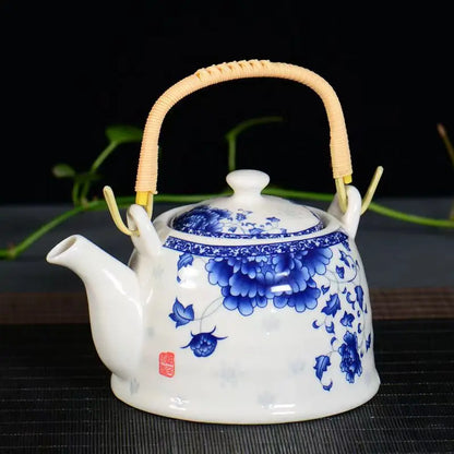 Blue and white porcelain tea pot,China's top-level artist design Ceramics sand pot handmade Kung Fu Tea Set Teapot,Puer Kettle