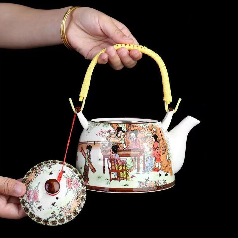 Blue and white porcelain tea pot,China's top-level artist design Ceramics sand pot handmade Kung Fu Tea Set Teapot,Puer Kettle