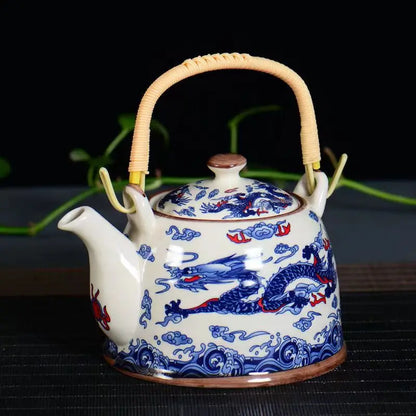 Blue and white porcelain tea pot,China's top-level artist design Ceramics sand pot handmade Kung Fu Tea Set Teapot,Puer Kettle