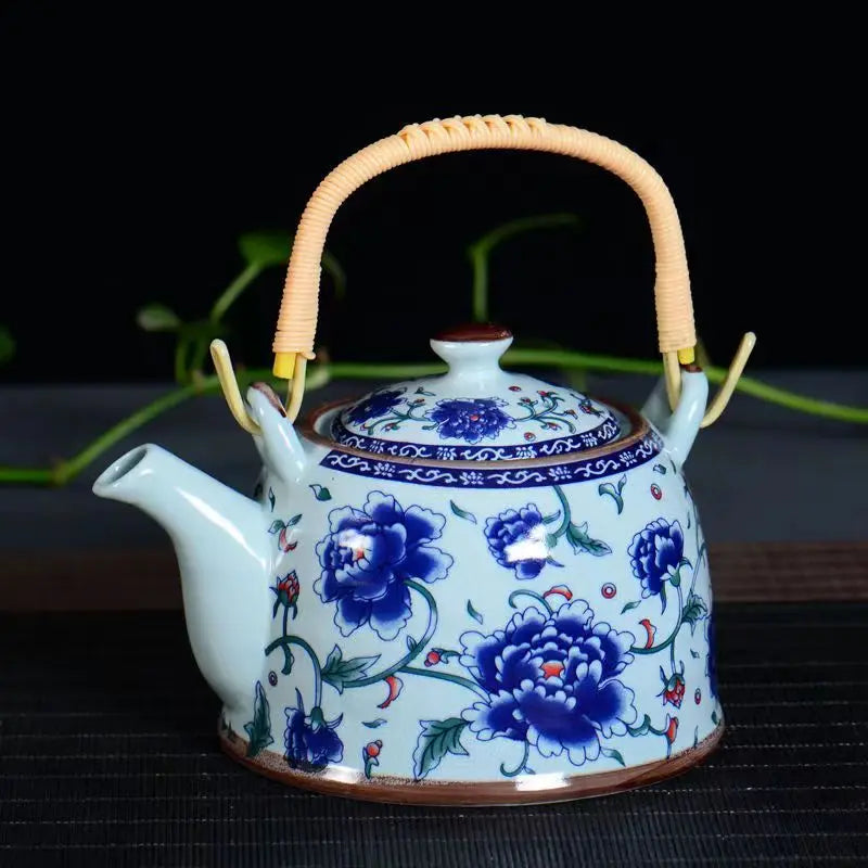Blue and white porcelain tea pot,China's top-level artist design Ceramics sand pot handmade Kung Fu Tea Set Teapot,Puer Kettle