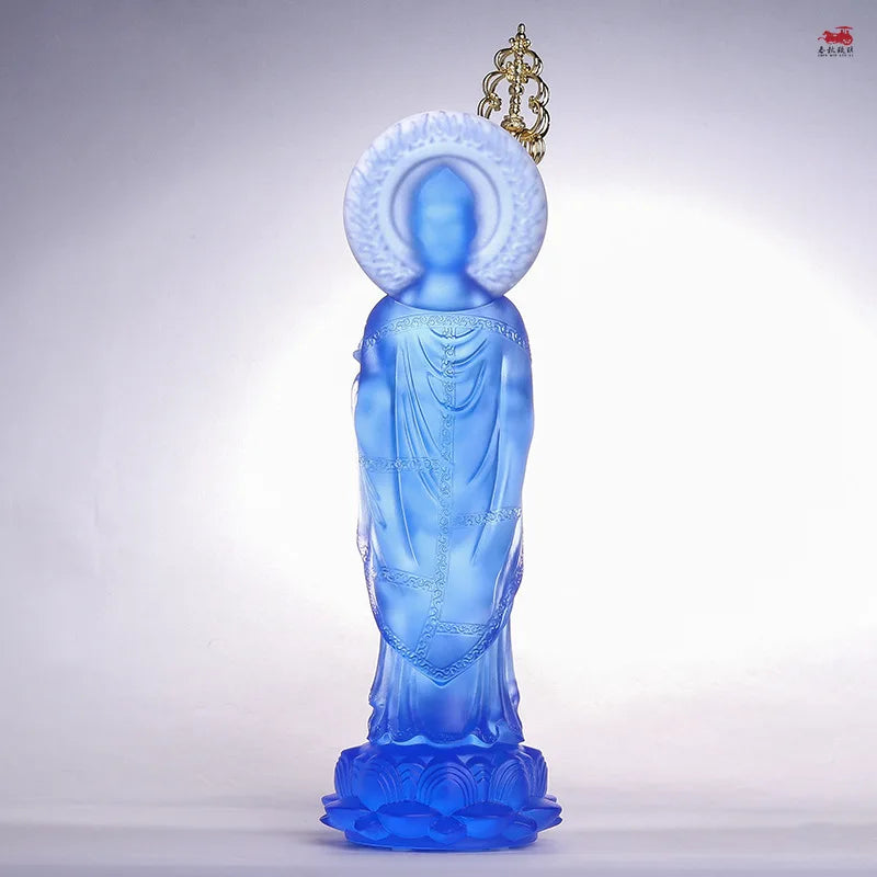 Blue glazed Dunhuang statues Medicine Buddha Decoration Ancient Method for Making Light Buddha