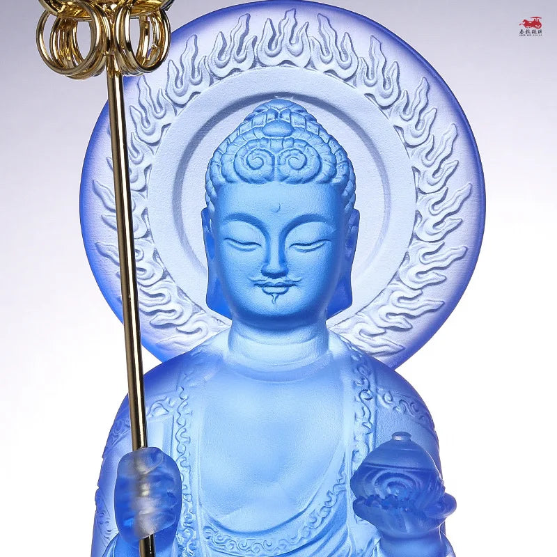 Blue glazed Dunhuang statues Medicine Buddha Decoration Ancient Method for Making Light Buddha