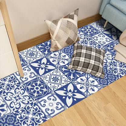 Blue tiled patterned frosted floor for kitchen backsplash tabletop wardrobe refurbished wall sticker room decoration accessories