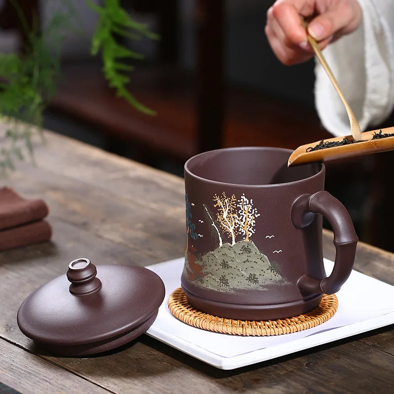 Boccaro Cup Raw Ore Purple Clay Bamboo Cup with Cover Consignment Rain Medium Sand Wholesale Raw Ore Purple Clay Modeling Clay P