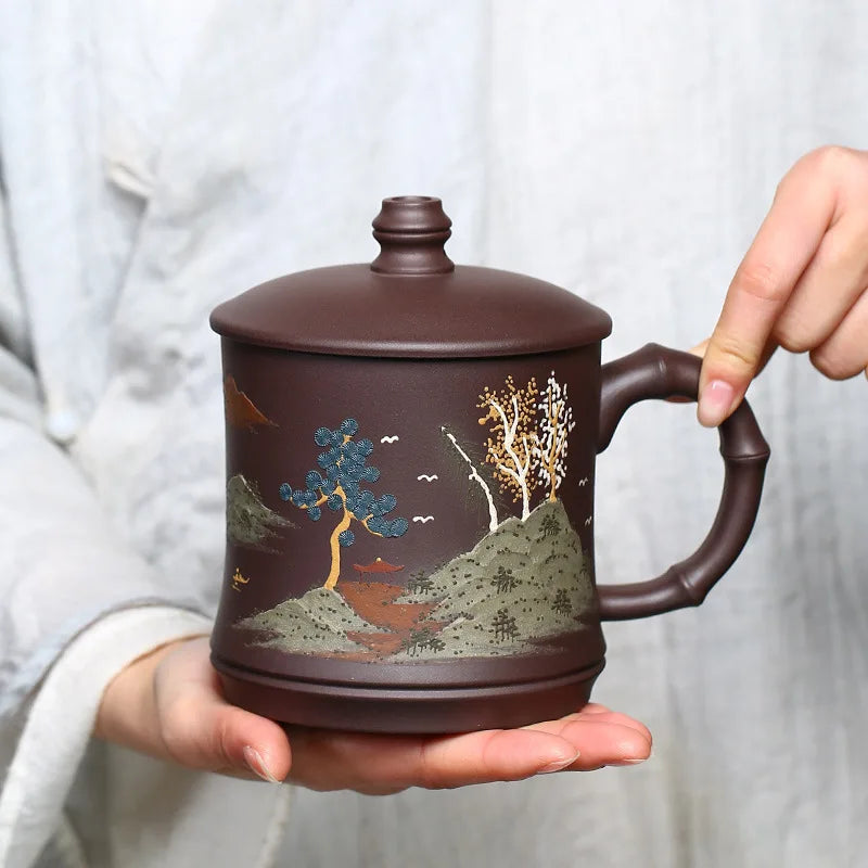 Boccaro Cup Raw Ore Purple Clay Bamboo Cup with Cover Consignment Rain Medium Sand Wholesale Raw Ore Purple Clay Modeling Clay P