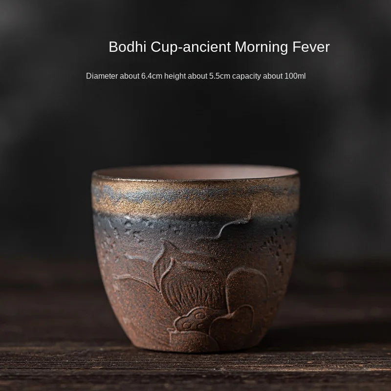 Bodhi Cup Japanese Gilding Iron Glaze Tea Cup Fragrance-Smelling Cup Kung Fu Tea Set Tea Cup Small Master Cup Tea Bowl Ceramica
