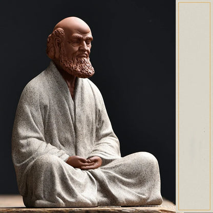 Bodhidharma Zen Purple Sand Buddhism Indian Figure Statues for Decoration Home Living Room Tea Room Ceramic Crafts Handmade