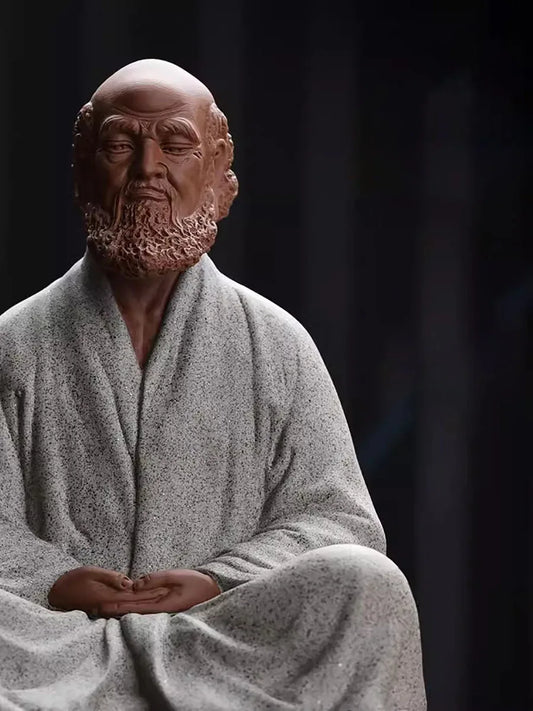 Bodhidharma Zen Purple Sand Buddhism Indian Figure Statues for Decoration Home Living Room Tea Room Ceramic Crafts Handmade