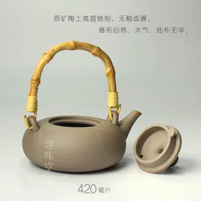 Boiled Tea Kettle Jingdezhen Unglazed Lifting Beam Pot Small Pot Hantao  Stone Pottery Kung Fu Black Tea Set Free Shipping