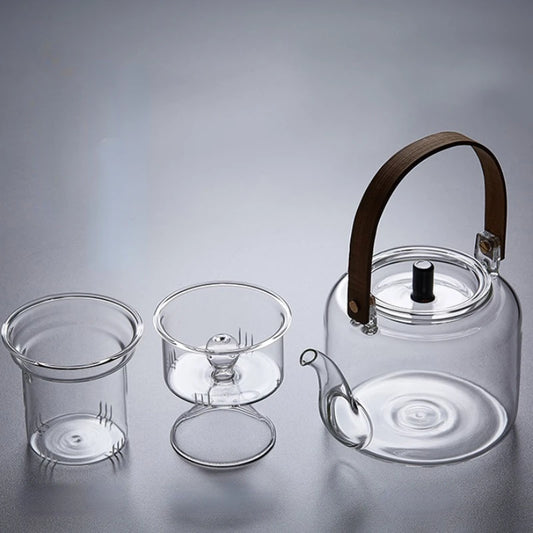 Boiling Kettle Electric Ceramic Furnace Heating Filtered Glass Steaming Teapot Tea Kettle Flower Tea Pot Flat Bamboo Teapot