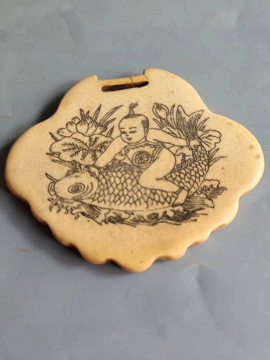 Bone Carved Children's Pendant Chinese Antique Antique Home Decor Ganesha Statues Buddha Decor Figurine Lucky Cat