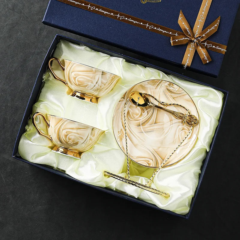 Bone China Coffee Cup High Beauty Exquisite Ceramic Home Water Cup Set European Light Luxury Wedding Gift Housewarming Gift