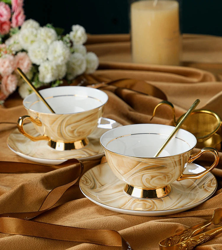 Bone China Coffee Cup High Beauty Exquisite Ceramic Home Water Cup Set European Light Luxury Wedding Gift Housewarming Gift