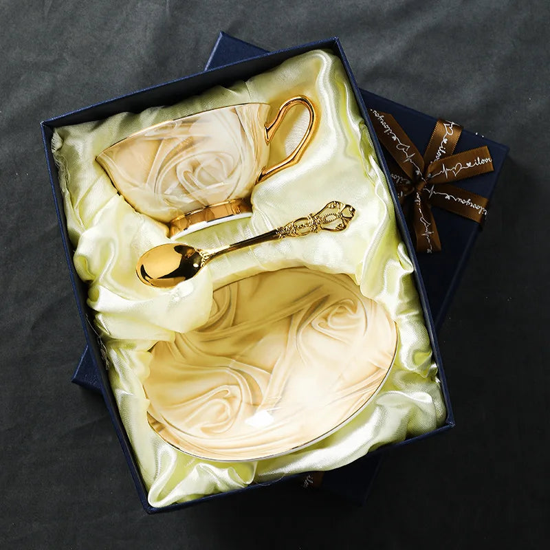 Bone China Coffee Cup High Beauty Exquisite Ceramic Home Water Cup Set European Light Luxury Wedding Gift Housewarming Gift