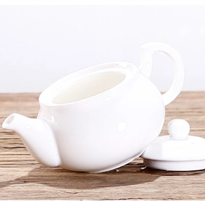 Bone China Handmade Ruyi Pot, Ceramic Black Tea Maker, White Porcelain Household Filter Flower Tea Teapot