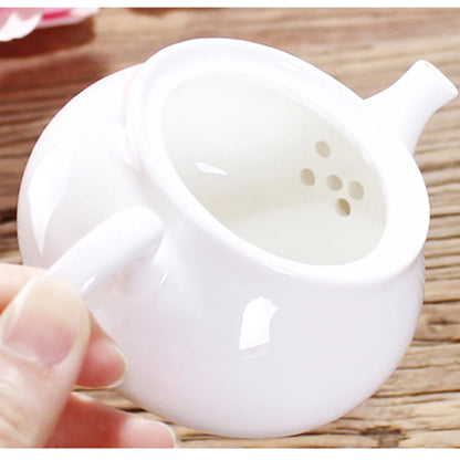 Bone China Handmade Ruyi Pot, Ceramic Black Tea Maker, White Porcelain Household Filter Flower Tea Teapot