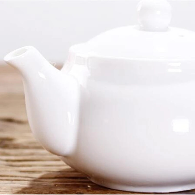 Bone China Handmade Ruyi Pot, Ceramic Black Tea Maker, White Porcelain Household Filter Flower Tea Teapot