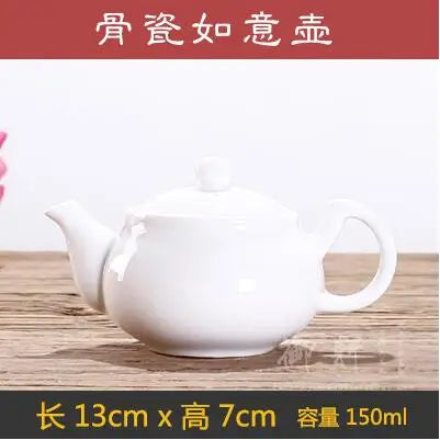 Bone China Handmade Ruyi Pot, Ceramic Black Tea Maker, White Porcelain Household Filter Flower Tea Teapot