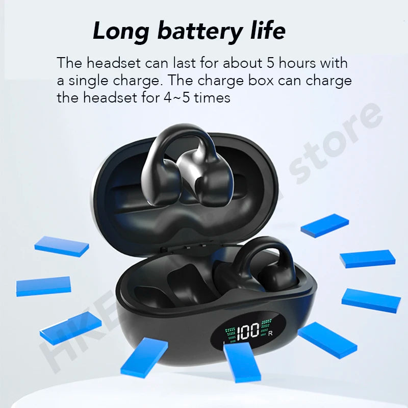 Bone Conduction Earphones Bluetooth 5.3 Ear Clip on Ear Earring Wireless Headphones Sports Hifi Headsets Ear Hook With Mic