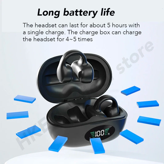 Bone Conduction Earphones Bluetooth 5.3 Ear Clip on Ear Earring Wireless Headphones Sports Hifi Headsets Ear Hook With Mic