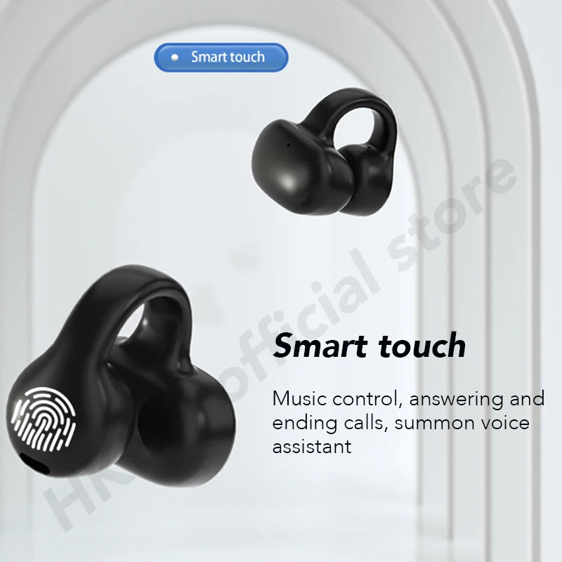 Bone Conduction Earphones Bluetooth 5.3 Ear Clip on Ear Earring Wireless Headphones Sports Hifi Headsets Ear Hook With Mic