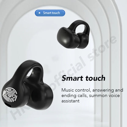 Bone Conduction Earphones Bluetooth 5.3 Ear Clip on Ear Earring Wireless Headphones Sports Hifi Headsets Ear Hook With Mic