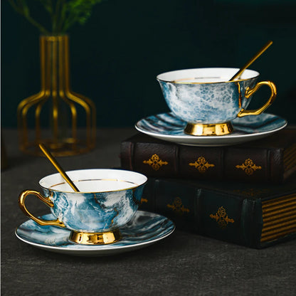Bone Porcelain Coffee Cup Exquisite Luxury Household Cup and Dish Set Design Sense Small Group Cup Afternoon Tea Set